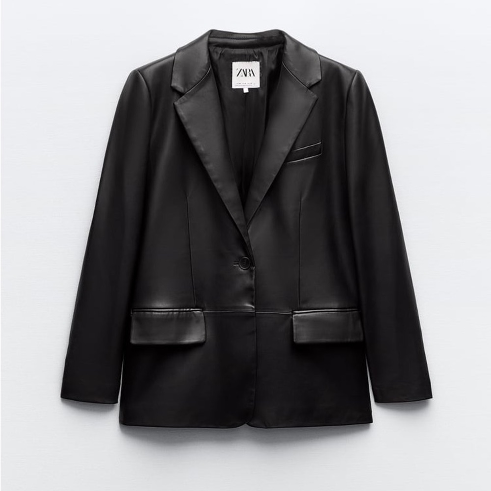 Zara Faux leather black blazer Medium